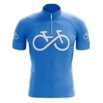 Camisa Infantil Kids Ciclismo Criança Bike Forever Azul Manga Curta Dryfit Proteção Uv -