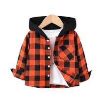 Camisa Infantil Laranja E Preta Xadrez Com Botões Estilo Vintage Corte Solto Casual Versátil Peça Camisa Infantil Laranja E Preta Xadrez Com Botões Estilo Vintage Corte Solto Casual Versátil Peça