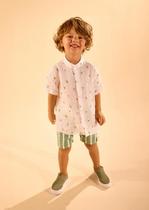 Camisa Infantil Linho Tropical Branco Dame 7203 Camisa Infantil Linho Tropical Branco Dame 7203