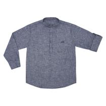 Camisa Infantil Look Jeans Bata Linho Azul Camisa Infantil Look Jeans Bata Linho Azul