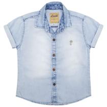 Camisa Infantil Look Jeans Manga Curta Jeans