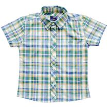 Camisa Infantil Look Jeans Manga Curta Xadrez Collor Camisa Infantil Look Jeans Manga Curta Xadrez Collor