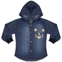 Camisa Infantil Look Jeans Manga Longa Jeans