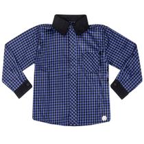 Camisa Infantil Look Jeans Manga Longa Xadrez Azul - UNICA - 2