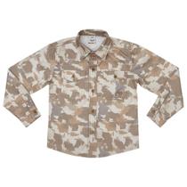 Camisa Infantil Look Jeans Sarja Camuflada Bege