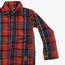 Camisa infantil manga longa xadrez (vermelho e azul) - piccolo