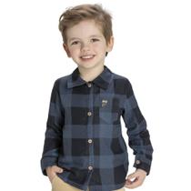 Camisa Infantil Masculina Angerô Flanelada Xadrez na cor Azul