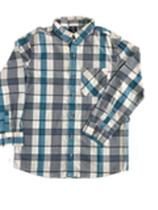 Camisa Infantil Masculina C22Y Tam 08 - Hering Manga Longa Xadrez Azul e Cinza 100% Algodão.