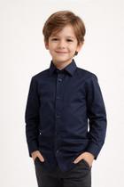 Camisa Infantil Masculina Manga Longa T&C Preta 100% Algodão - Slim Fit