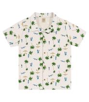 Camisa Infantil Masculina Tropical Trick Nick Bege
