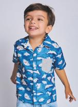 Camisa infantil meia manga c/botões Alphabeto Camisa infantil meia manga c/botões Alphabeto