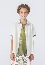 Camisa Infantil Menino Manga Curta Com Linho Camisa Infantil Menino Manga Curta Com Linho