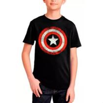 Camisa Infantil menino Temático Capitão América Preta