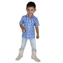 Camisa Infantil Menino Xadrez Junino Azul