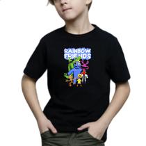 Camisa Infantil Rainbow Monstro Azul Babão Friends Algodão - Asulb