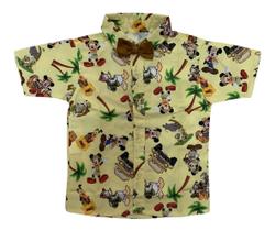 Camisa Infantil Ratinho Mouse Safari Mick.e.y + Gravata - Pequenos Encantos Baby