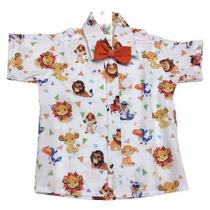 Camisa Infantil Rei Leão Luxo Com Gravata Envio Já.