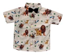 Camisa Infantil Rei Leão Selva Safari Mauricinho + Gravata - Pequenos Encantos Baby