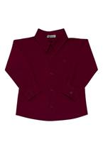 Camisa Infantil Social Botão Algodão Bordô Vigat