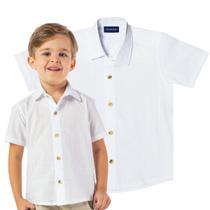 Camisa Infantil Social Casual Branca Algodão Manga Curta