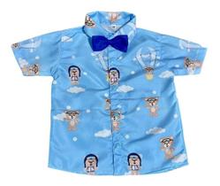 Camisa Infantil Social Temática Ursinho Baloeiro + Gravata - Pequenos Encantos Baby