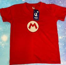 Camisa infantil super mario bros 100% algodão