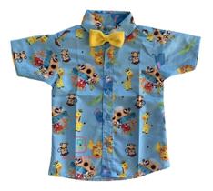 Camisa Infantil Temática Arca De Noé Animais + Gravata