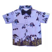 Camisa Infantil Temática Batman E Gravata Camisa Infantil Temática Batman E Gravata