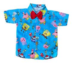 Camisa Infantil Temática Bob Esponja Patrick + Gravata - Pequenos Encantos Baby