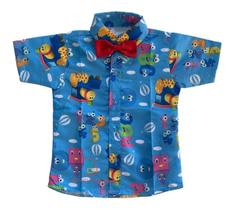 Camisa Infantil Temática Bob Trem + Gravata Camisa Infantil Temática Bob Trem + Gravata