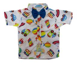 Camisa Infantil Temática Brinquedos Divertidos + Gravata