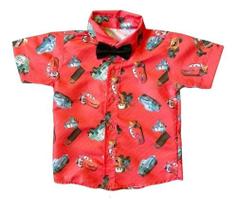 Camisa Infantil Temática Carros Vermelho + Gravata Camisa Infantil Temática Carros Vermelho + Gravata