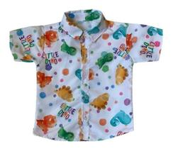 Camisa Infantil Temática Dino Baby Dinossauro e Gravata
