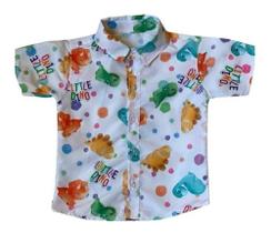Camisa Infantil Temática Dino Baby Dinossauro e Gravata