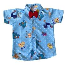 Camisa Infantil Temática Galinha Pintadinha e Gravata - Pequenos Encantos Baby