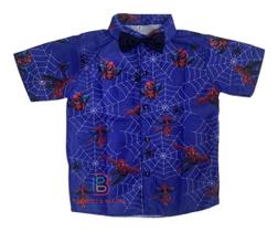 Camisa Infantil Temática Homem Aranha + Gravata