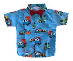 Camisa Infantil Temática Léo O Caminhão + Gravata - Pequenos Encantos Baby