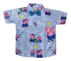 Camisa Infantil Temática Porquinho Pig + Gravata - Pequenos Encantos Baby