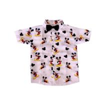 Camisa Infantil Temática Ratinho Mouse Branco e Gravata