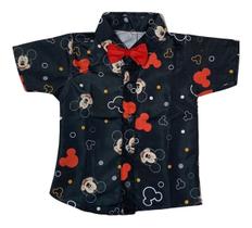 Camisa Infantil Temática Ratinho Mouse Preto + Gravata Camisa Infantil Temática Ratinho Mouse Preto + Gravata