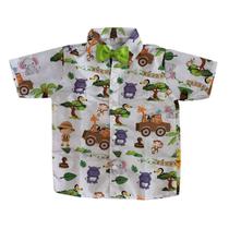 Camisa Infantil Temática Safari Branco e Gravata