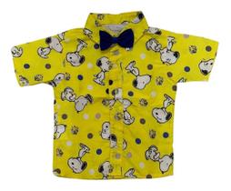 Camisa Infantil Temática Snoopy Charlie Brown + Gravata Camisa Infantil Temática Snoopy Charlie Brown + Gravata