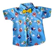 Camisa Infantil Temática Tubarão Azul e Gravata - Pequenos Encantos Baby