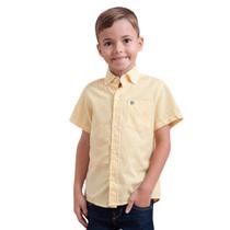 Camisa Infantil TXC Original Custom Manga Curta Xadrez Amarelo Com Bordado Da Marca Ref:2699CI