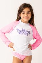 Camisa Infantil UV Silk branco/rosa - Apneia