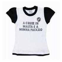 Camisa Infantil Vasco da Gama Menina Gliter Babylook Oficial