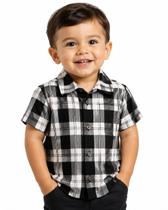 Camisa Infantil Xadrez Manga Curta Algodão Casual tam 4 a 14