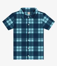 Camisa Infantil Xadrez Manga Curta Trick Nick Azul