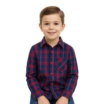Camisa Infantil Xadrez Social Manga Longa Com Algodão