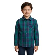 Camisa Infantil Xadrez Social Manga Longa Com Algodão